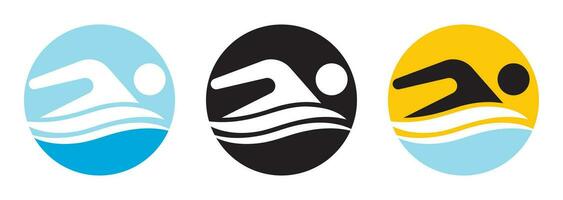 schwimmen Logo zum Anwendung oder Webseite. Schwimmen Meisterschaft Symbol. vektor