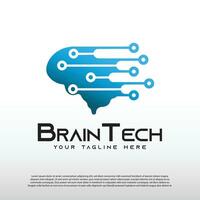 teknologi logotyp med mänsklig hjärna begrepp, teknologi ikon, illustration element-vektor vektor