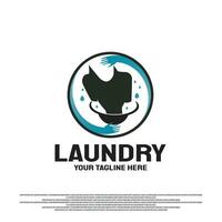 tvätt logotyp design med tvätta kläder begrepp. illustration element vektor