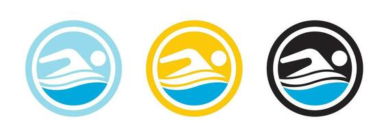 schwimmen Logo zum Anwendung oder Webseite. Schwimmen Meisterschaft Symbol. vektor