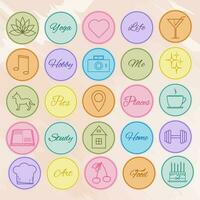 instagram Highlights Abdeckungen im anders Farbe. Symbole zum heim, Hobby, Lebensstil, Haustiere. vektor