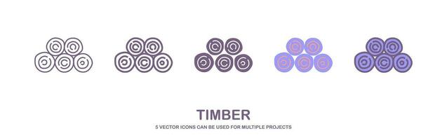 trä logga ikon uppsättning. ved vektor ikon uppsättning. virke ikoner. vektor illustration. timmer ikon vektor isolerat på vit bakgrund.