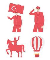 29 ekim cumhuriyet bayrami kutlu olsun, tag der türkei republik, soldaten pferdeluftballonsymbole vektor