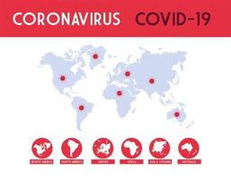 Infografik vom Weltplaneten mit der Ausbreitung des Covid 19 durch Länder vektor