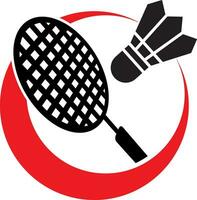 badminton mästerskap logotyp med racketen och fjäderboll begrepp för sporter appar och webbplatser vektor