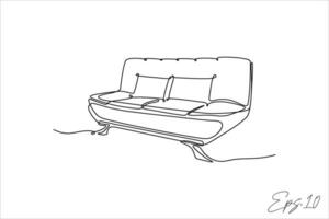 kontinuerlig linje soffa fåtölj vit bakgrund vektor