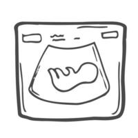 foster- ultraljud hand dragen översikt klotter ikon. graviditet sonogram av en foster i livmoder vektor skiss illustration för skriva ut, webb, mobil och infographics isolerat på vit bakgrund.