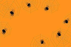 diagonal gräns design för halloween med spindelväv och spindlar i trendig Semester orange skugga. vektor
