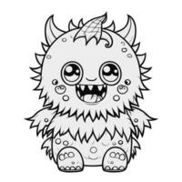Färbung Seite süß Monster- mit groß Augen und Hörner. süß komisch Charakter linear Illustration Kinder zum Färbung. vektor