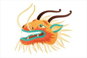 tecknad serie huvud av en saga drake. vektor isolerat illustration av traditionell asiatisk kinesisk karaktär.