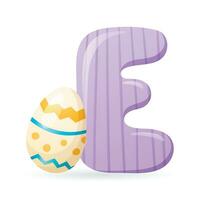 vektor isolerat tecknad serie illustration av engelsk alfabet brev e med bild av dekorerad ägg.