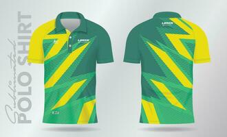 grön gul sublimering polo skjorta attrapp mall design för badminton jersey, tennis, fotboll, fotboll eller sport enhetlig vektor