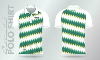 Grün Gelb Sublimation Polo Hemd Attrappe, Lehrmodell, Simulation Vorlage Design zum Badminton Jersey, Tennis, Fußball, Fußball oder Sport Uniform vektor