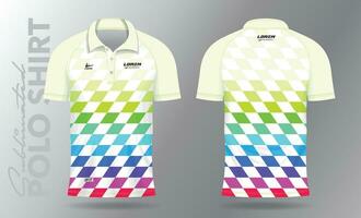 Sublimation Polo Hemd Attrappe, Lehrmodell, Simulation Vorlage Design zum Badminton Jersey, Tennis, Fußball, Fußball oder Sport Uniform vektor