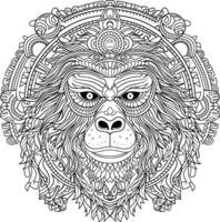 Gorilla Mandala Gliederung Zeichnung vektor