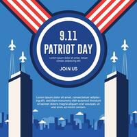 9 11 patriot dag platt bakgrund mall vektor