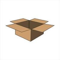 kartong leverans förpackning öppen och stängd låda med ömtålig tecken. kartong låda attrapp set..tomt kartong låda vektor