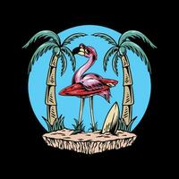 Surfer Flamingo Kunst vektor