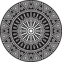 Vektor einfarbig runden einheimisch amerikanisch Ornament. gemustert Kreis von Dreiecke von Indianer von verschiedene Stämme von Amerika. Inkas, Maya, Azteken, Marlborough.