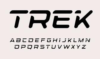 Velo Trek Buchstaben eingestellt. dynamisches kursives Alphabet im modernen Stil. Schriftart für Sportveranstaltungen und Werbeaktionen, Fitnessstudio-Logos, Banner- und Posterüberschrift, Sportlermonogramm. Vektor-Typografie-Design. vektor