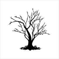 död- träd silhuetter. döende svart skrämmande träd skog illustration vektor
