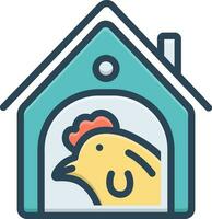 Färg ikon för kyckling i coop vektor