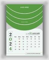 2024 vägg kalender mall, vektor kalender januari design, kreativ kalender design