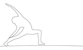 Yoga Frau einer Linie kontinuierlich Vektor Illustration. Konzept von Sport Banner. Linie Kunst, Gliederung Hand zeichnen Illustration.