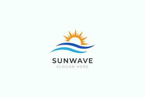 Sonne Welle Logo Vorlage Vektor zum Geschäft Ferien Sommer- Urlaub tropisch Strand