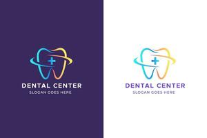 modern Dental Center abstrakt Logo mit Gradient Farbe zum Geschäft Zahnarzt und Delle Gesundheit Pflege. Fachmann Zeichen Symbol Zahnheilkunde. vektor