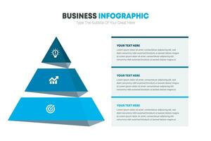 pyramid infographic mall 3 steg mall vektor illustration