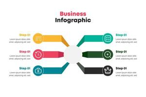 Gradient Zeitleiste Geschäft Infografik Vorlage 6 Schritt Vektor Illustration