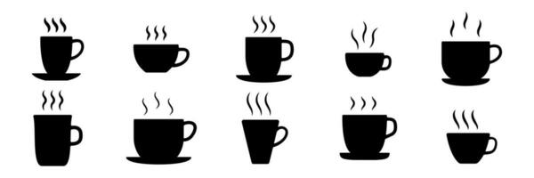 uppsättning av kaffe och te koppar illustrerade på vit vektor