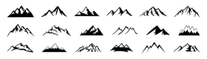 bergen silhuetter uppsättning. berg ikoner uppsättning vektor