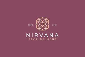 nirvana begrepp mandala lotus blommig abstrakt geometrisk logotyp företag zen, yoga, meditation, skönhet, spa, hotell och tillflykt premie varumärke vektor
