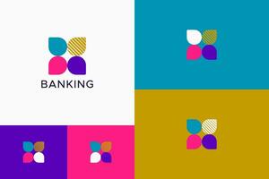 abstrakt fyrkant färgrik begrepp logotyp för företag bank och finansiera vektor