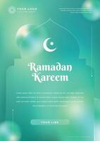 Ramadan kareem Poster Vorlage Design Schönheit Grün holographisch Glas morph vektor