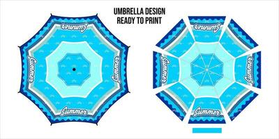 paraplyer design, topp se på vit bakgrund, öppnad runda regn paraply utskrift vektor illustration