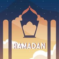 beleuchtete Lampe mit Aufschrift ramadan vektor