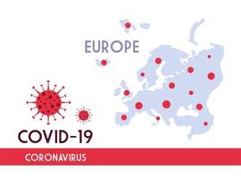 europakarta med förökning av covid 19 vektor