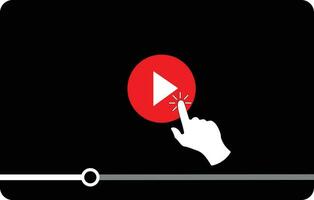 Multimedia Video Spieler gestalten mit ein Hand Mauszeiger drücken ein abspielen Taste vektor