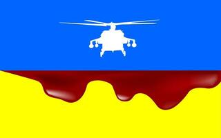 Militär- Hubschrauber und Blut auf ukrainisch Flagge vektor