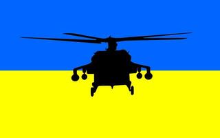 Militär- Hubschrauber Über ukrainisch Flagge vektor