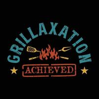 Grill Räucherei Grillaxation einsperren Logo zum T-Shirt Design vektor