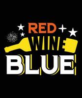 röd vin blå tshirt design vektor