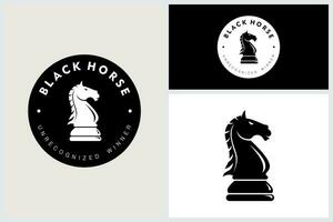 schwarz Pferd Schach Logo Emblem Vektor