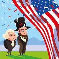 tecknad av presidenter George Washington och Abraham Lincoln, President Day vektor