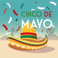 semester cinco de mayo med hatt mexikansk vektor