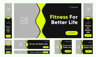Vektor Illustration Fitnessstudio und Fitness einstellen von Netz Banner Design