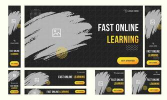 Vektor Illustration Benutzerdefiniert E-Learning Netz einstellen Banner Design zum Sozial Medien Beiträge
